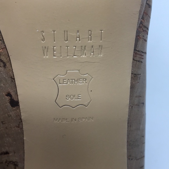 Stuart Weitzman Bronze Cork-look Pumps - Picture 13 of 13